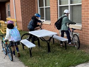 07- Students riding to school